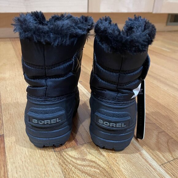 SOREL Snow Commander Toddler Boots Size 4 Black Faux Fur Winter NEW NO BOX - Picture 6 of 11